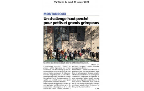Article Var Matin 23 janvier 2023